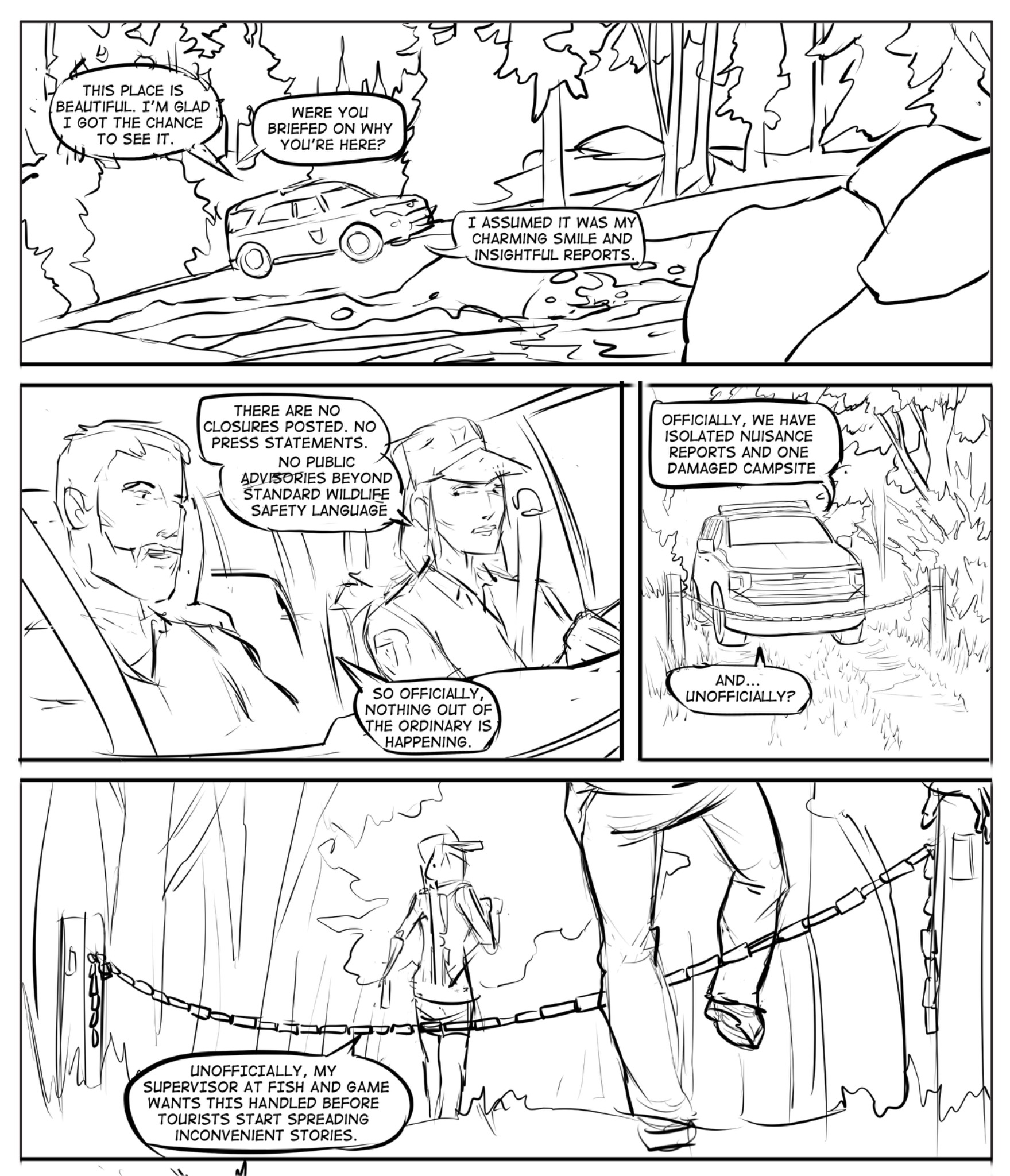 Moonlit Monsters comic page showing sequential storytelling